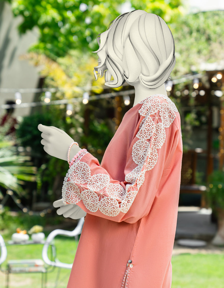 Lawn Peach Kurti - J. Junaid Jamshed