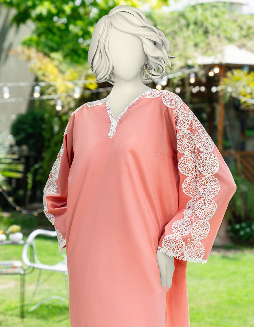 Lawn Peach Kurti - J. Junaid Jamshed