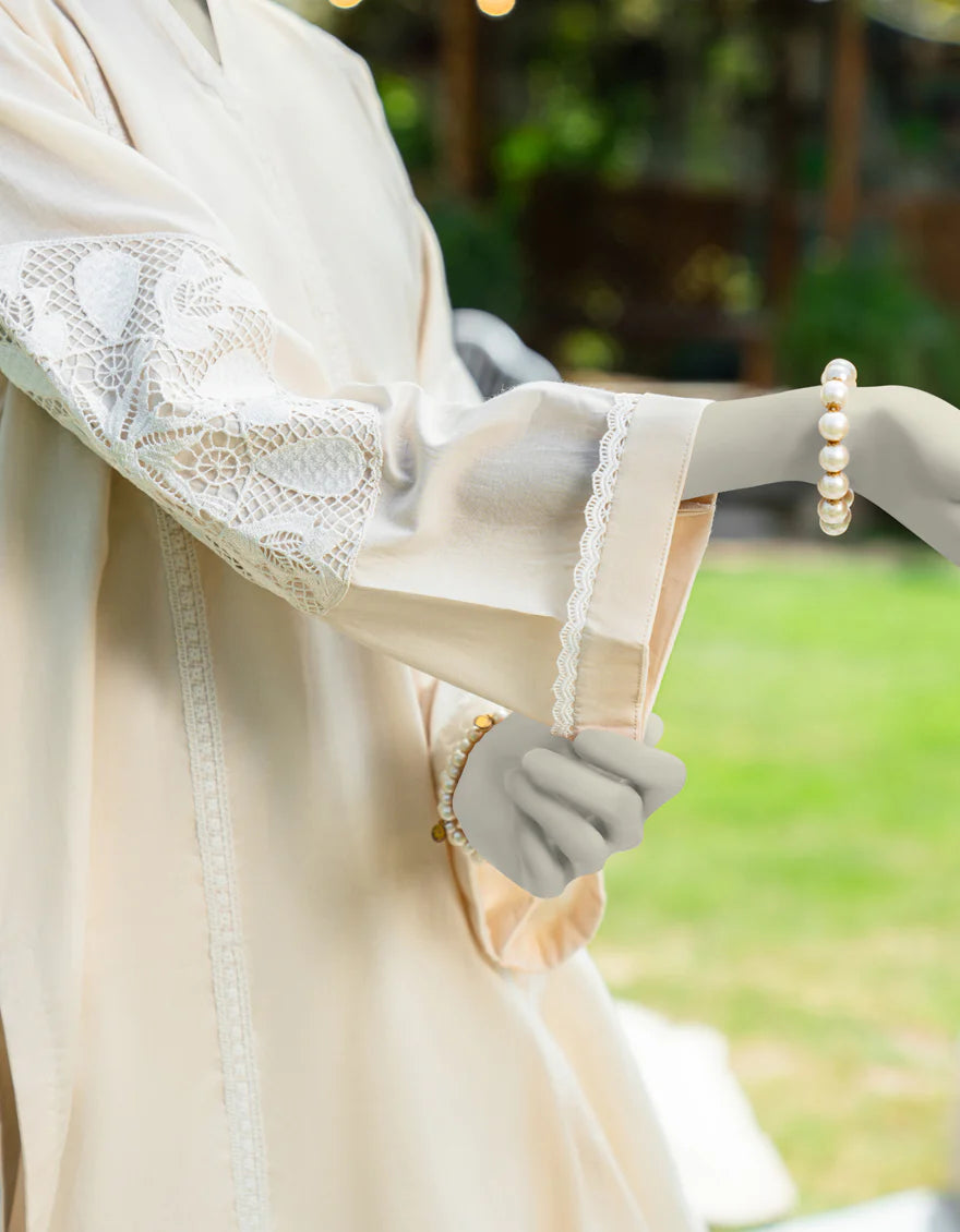 Lawn Off White Kurti - J. Junaid Jamshed