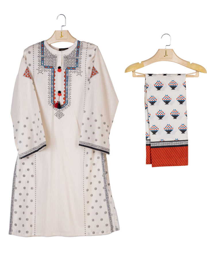 Lawn Beige Stitched Suit - J. Junaid Jamshed