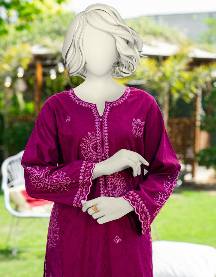 Dobby Purple Kurti - J. Junaid Jamshed