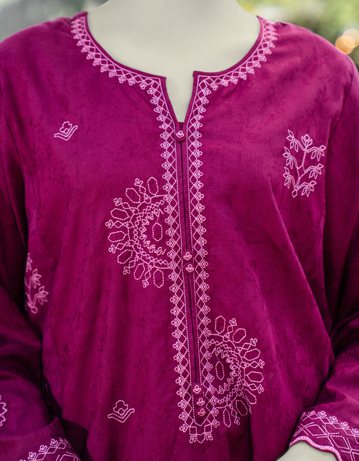 Dobby Purple Kurti - J. Junaid Jamshed