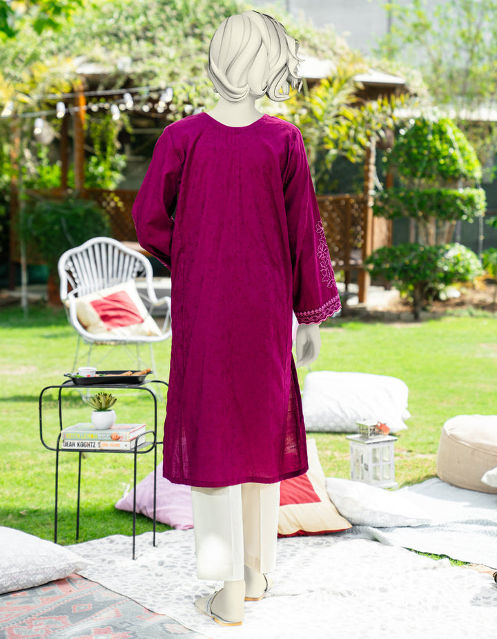Dobby Purple Kurti - J. Junaid Jamshed