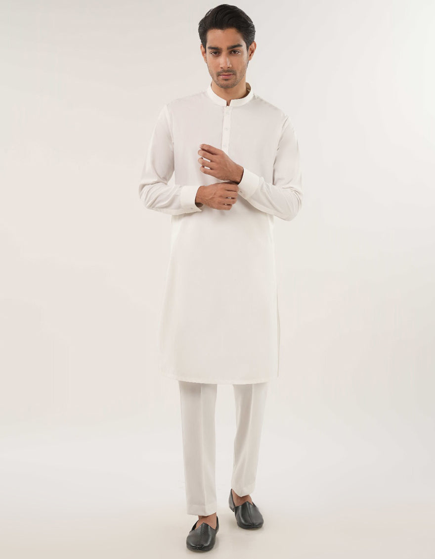 Blended White Kurta Trouser - J. Junaid Jamshed