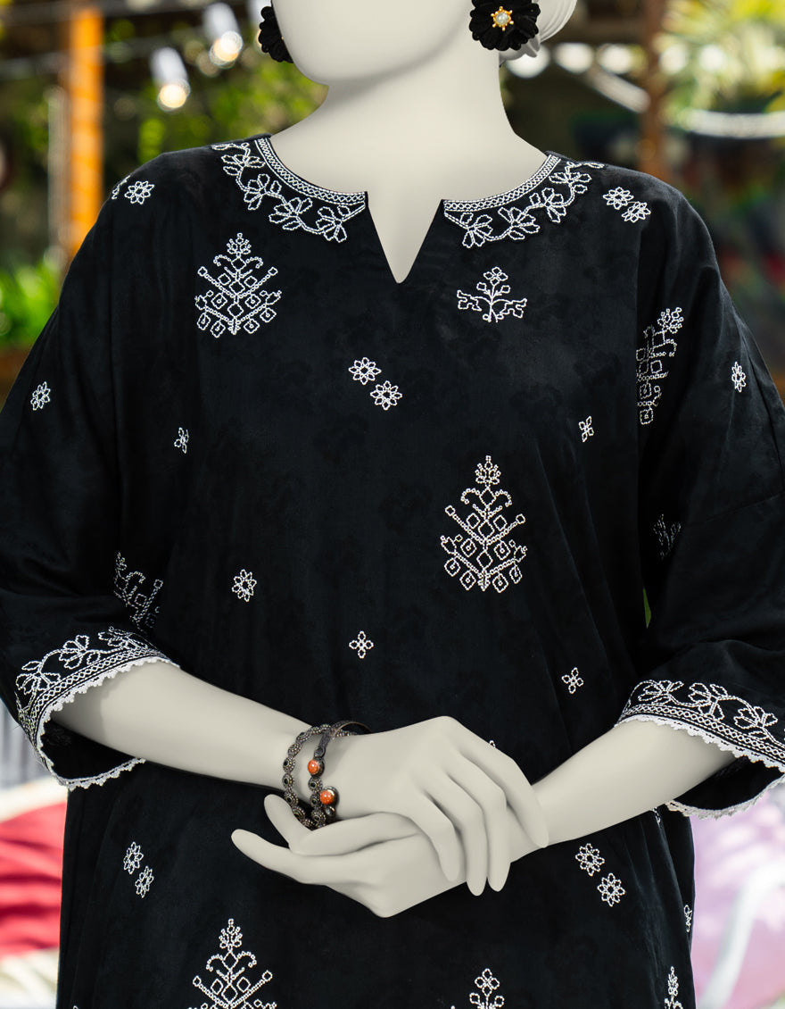 Dobby Black Kurti - J. Junaid Jamshed
