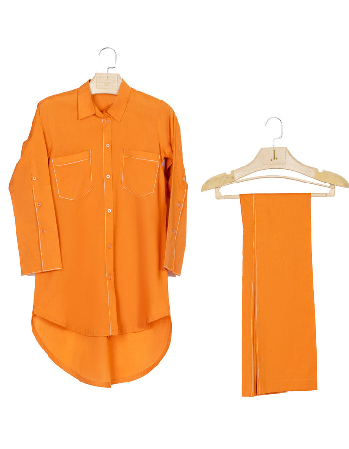 Lawn Orange Stitched Suit - J. Junaid Jamshed