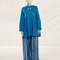 Lawn Blue Stitched Suit - J. Junaid Jamshed