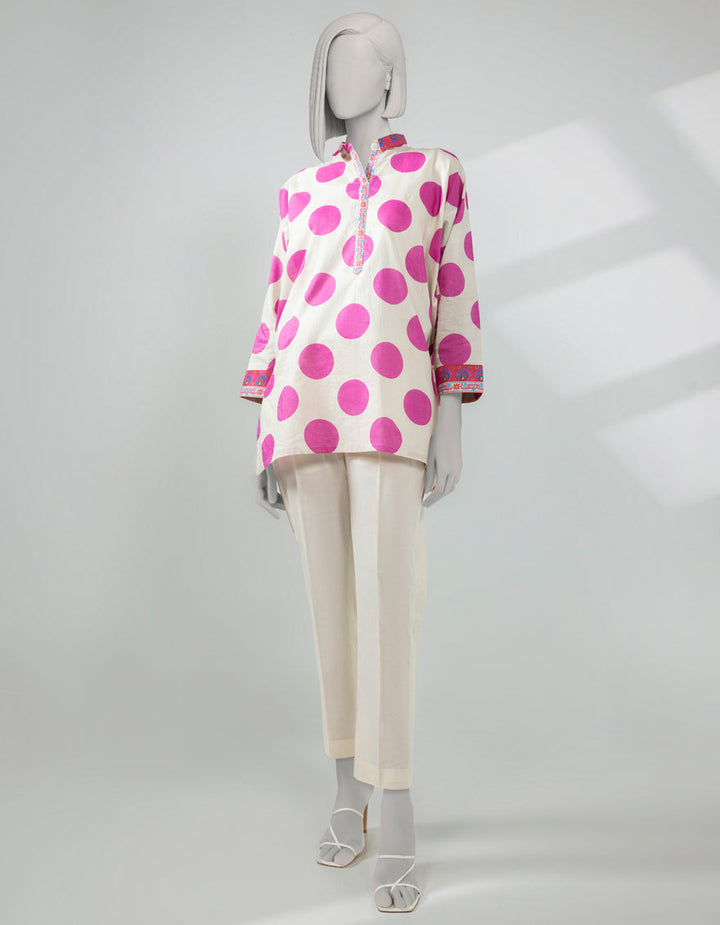 Lawn Off White Kurti - J. Junaid Jamshed