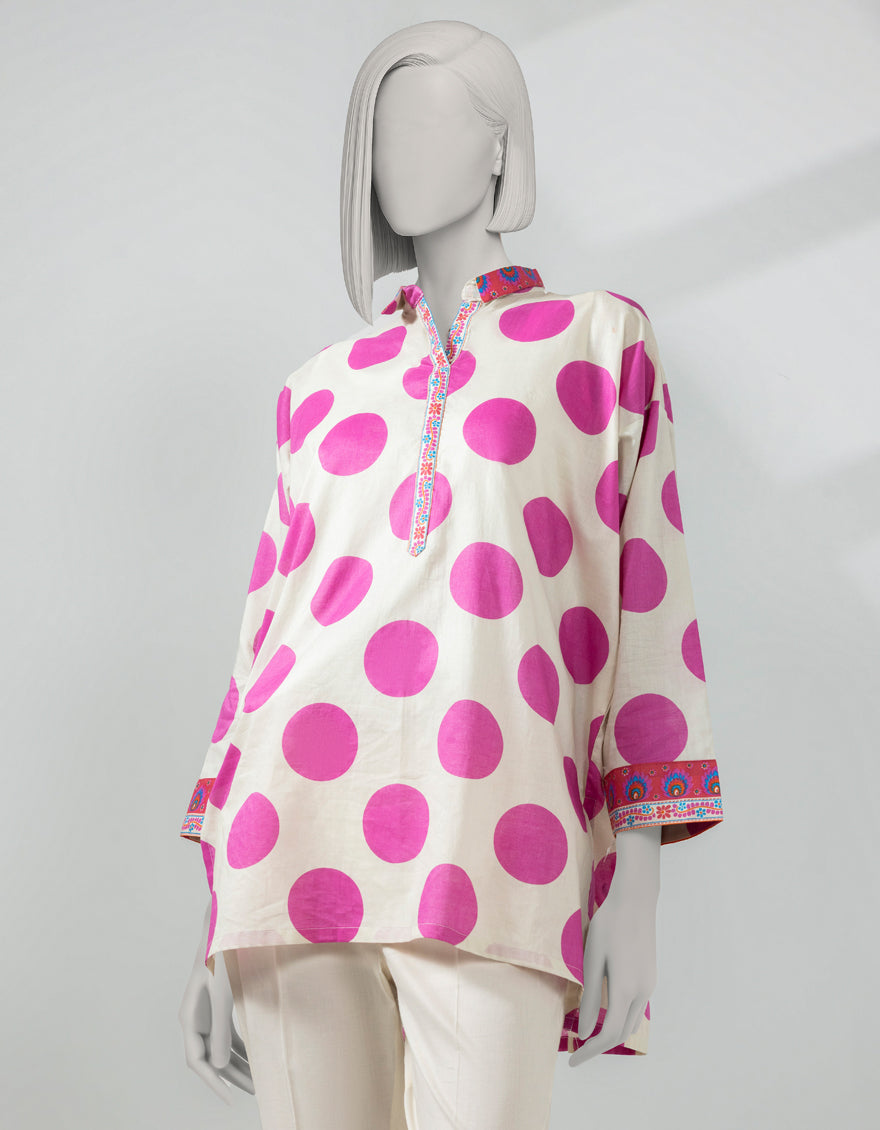 Lawn Off White Kurti - J. Junaid Jamshed