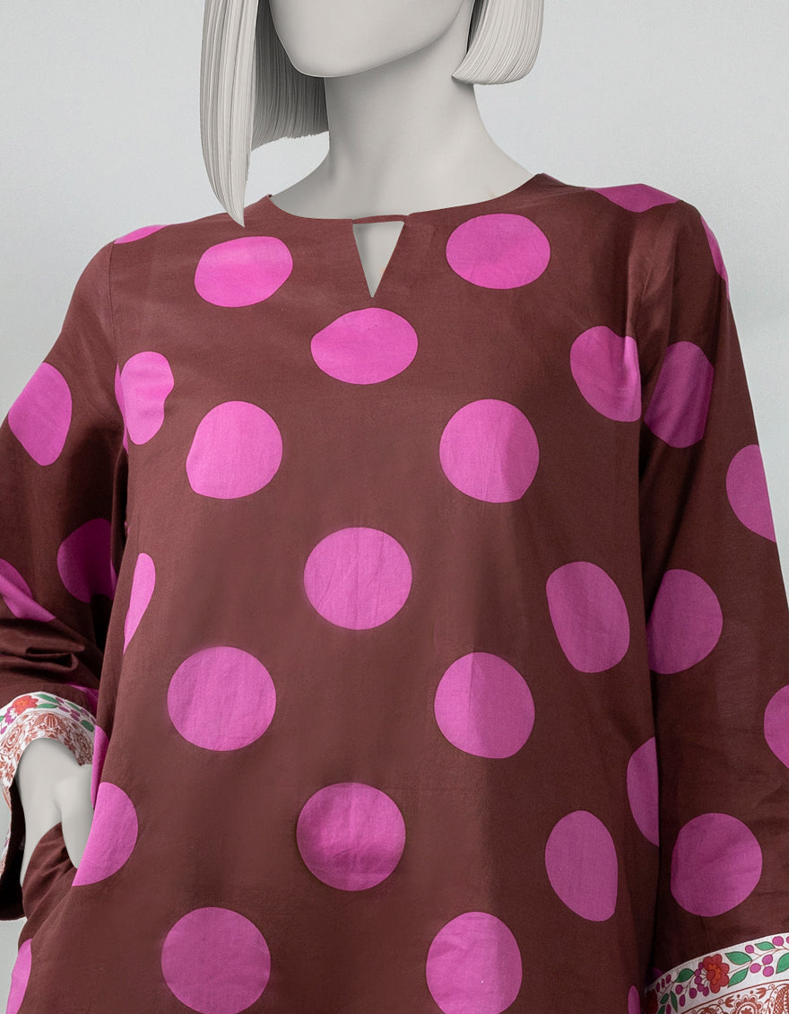 Lawn Brown Kurti - J. Junaid Jamshed