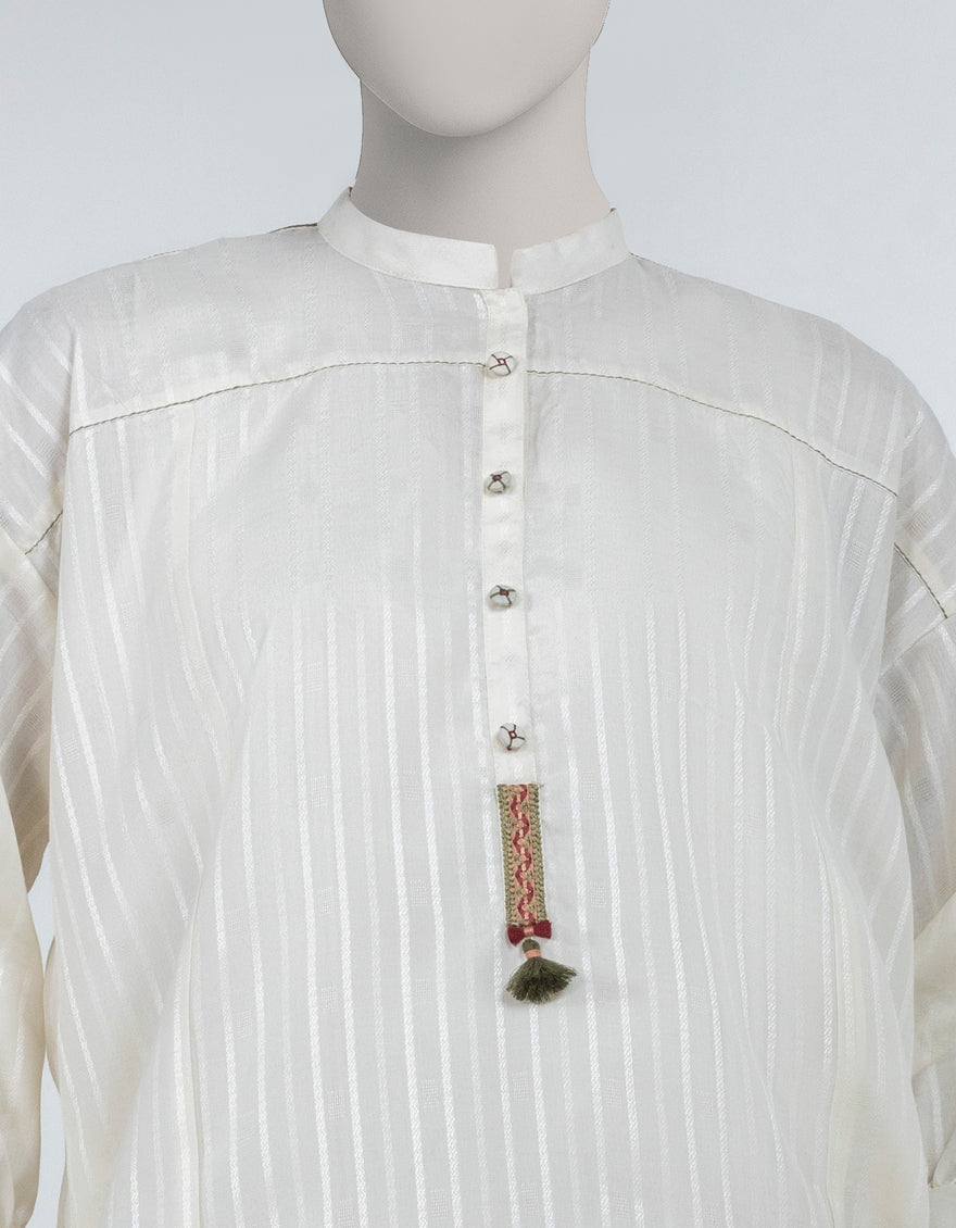Dobby Beige Kurti - J. Junaid Jamshed
