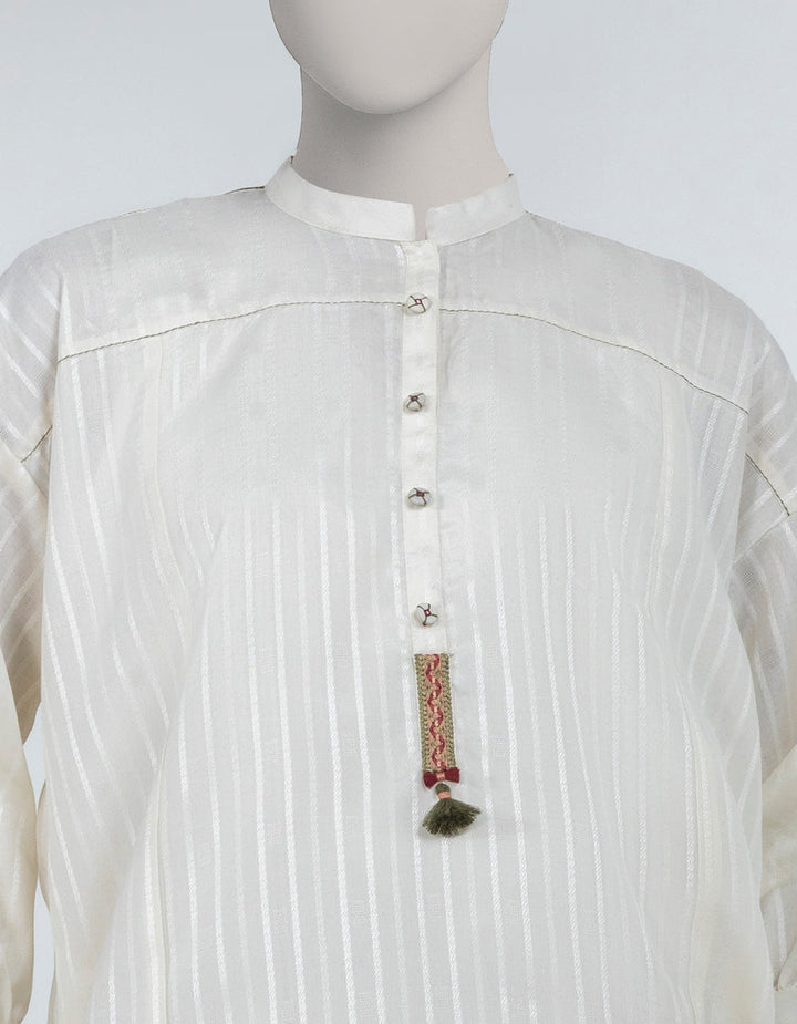 Dobby Beige Kurti - J. Junaid Jamshed