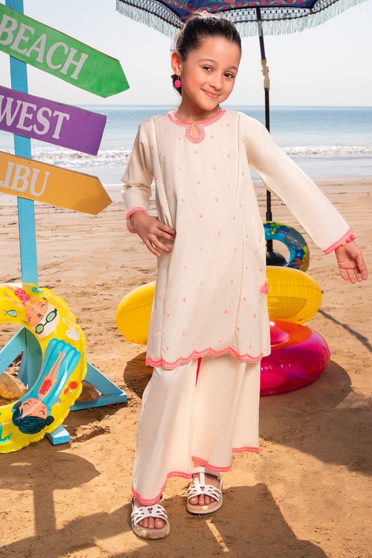 Dobby White Stitched Suit - J. Junaid Jamshed