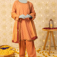 Dobby Orange Stitched Suit - J. Junaid Jamshed