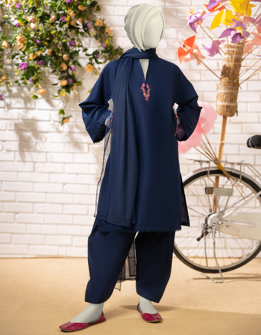 Lawn Blue Stitched Suit - J. Junaid Jamshed