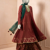 Dyed Maroon Stitched Suit - J. Junaid Jamshed