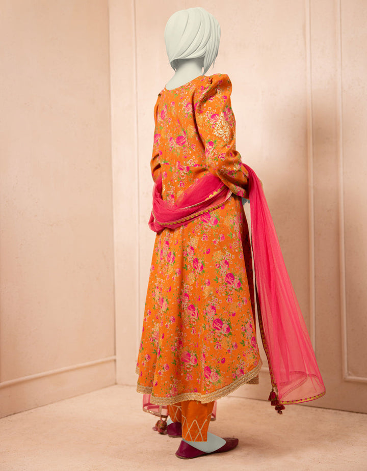 Textured Orange Stitched Suit - J. Junaid Jamshed