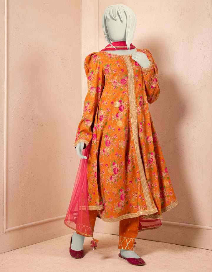 Textured Orange Stitched Suit - J. Junaid Jamshed