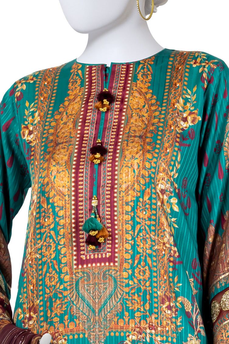 Dobby Green Stitched Suit - J. Junaid Jamshed