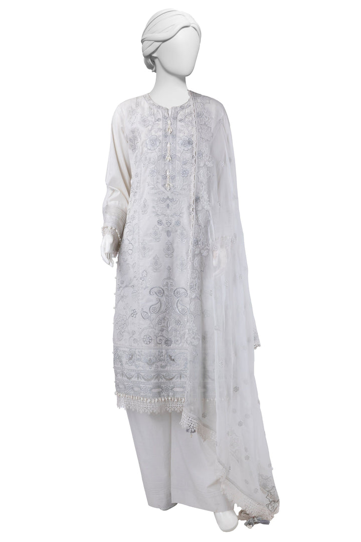 Lawn Grey Stitched Suit - J. Junaid Jamshed