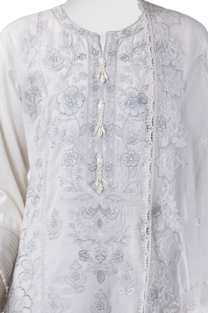 Lawn Grey Stitched Suit - J. Junaid Jamshed