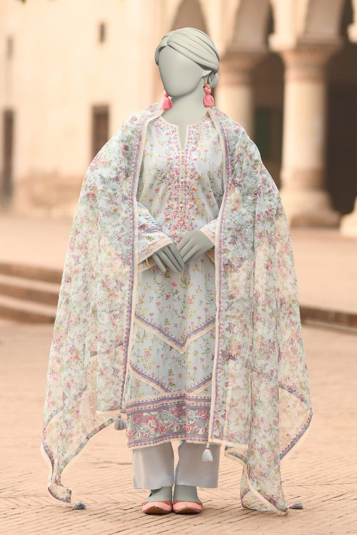 Lawn Blue Stitched Suit - J. Junaid Jamshed