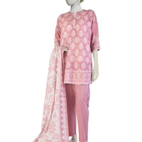 Lawn Pink Unstitched Suit - J. Junaid Jamshed