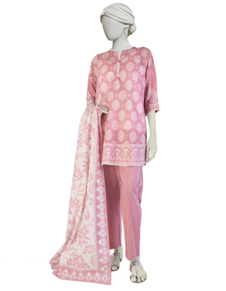 Lawn Pink Stitched Suit - J. Junaid Jamshed