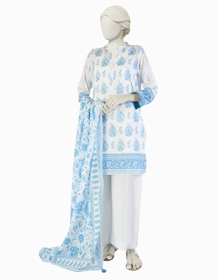 Lawn White Stitched Suit - J. Junaid Jamshed