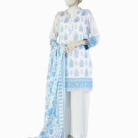 Lawn White Stitched Suit - J. Junaid Jamshed