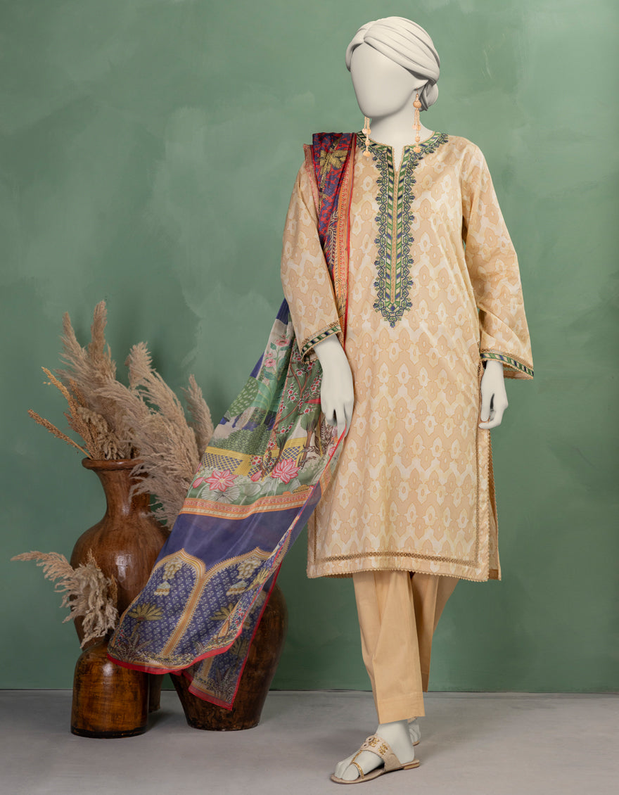 Lawn Multicolor Unstitched Suit - J. Junaid Jamshed
