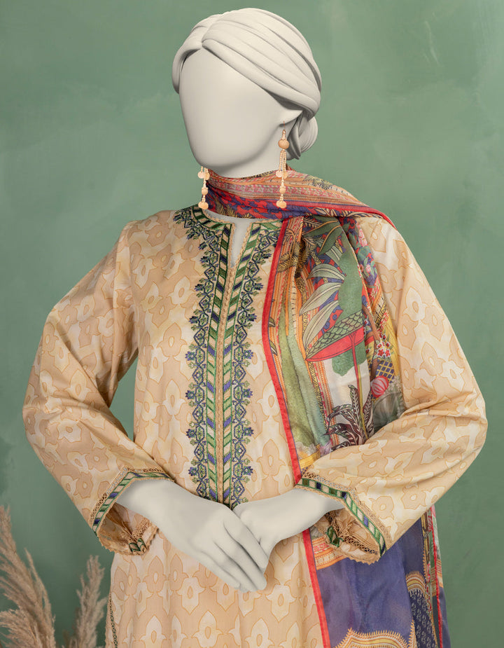 Lawn Multicolor Unstitched Suit - J. Junaid Jamshed