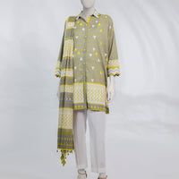 Lawn Grey Unstitched Suit - J. Junaid Jamshed