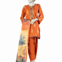 Lawn Orange Unstitched Suit - J. Junaid Jamshed