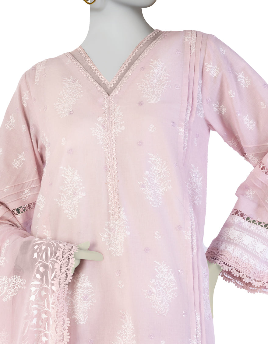 Lawn Pink Stitched Suit - J. Junaid Jamshed