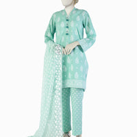 Lawn Green Stitched Suit - J. Junaid Jamshed