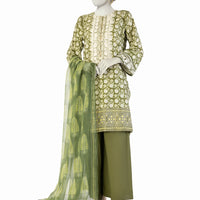 Lawn Green Stitched Suit - J. Junaid Jamshed