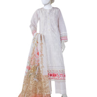 Lawn White Stitched Suit - J. Junaid Jamshed