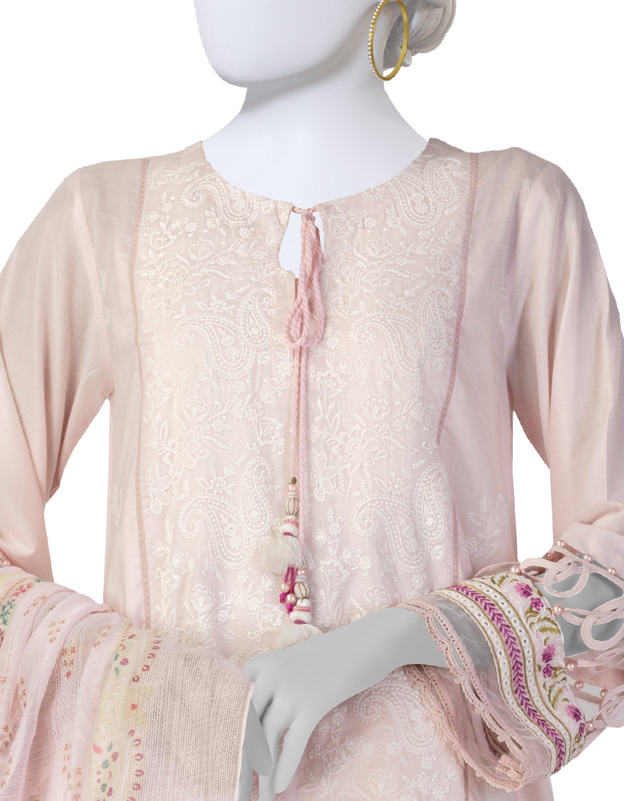 Lawn Pink Stitched Suit - J. Junaid Jamshed