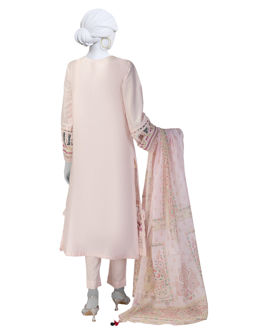 Lawn Pink Stitched Suit - J. Junaid Jamshed