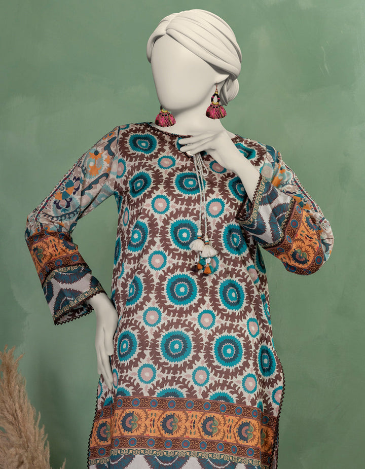 Lawn Multicolor Unstitched Shirt - J. Junaid Jamshed