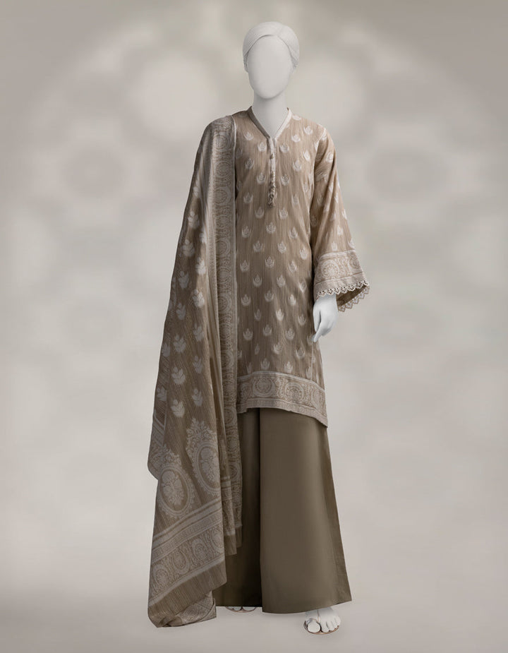 Jacquard Green Unstitched Suit - J. Junaid Jamshed
