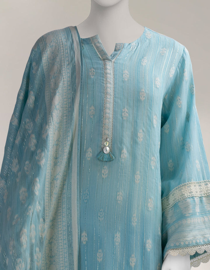 Jacquard Pink Unstitched Suit - J. Junaid Jamshed