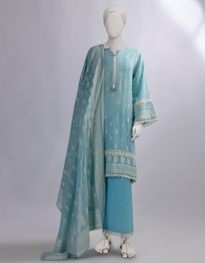 Jacquard Pink Stitched Suit - J. Junaid Jamshed