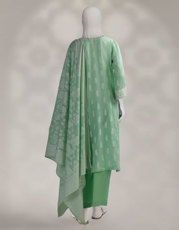 Jacquard Beige Unstitched Suit - J. Junaid Jamshed