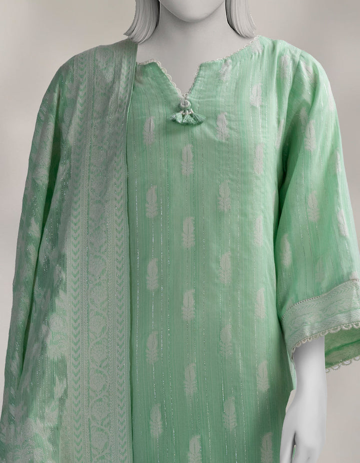 Jacquard Beige Unstitched Suit - J. Junaid Jamshed