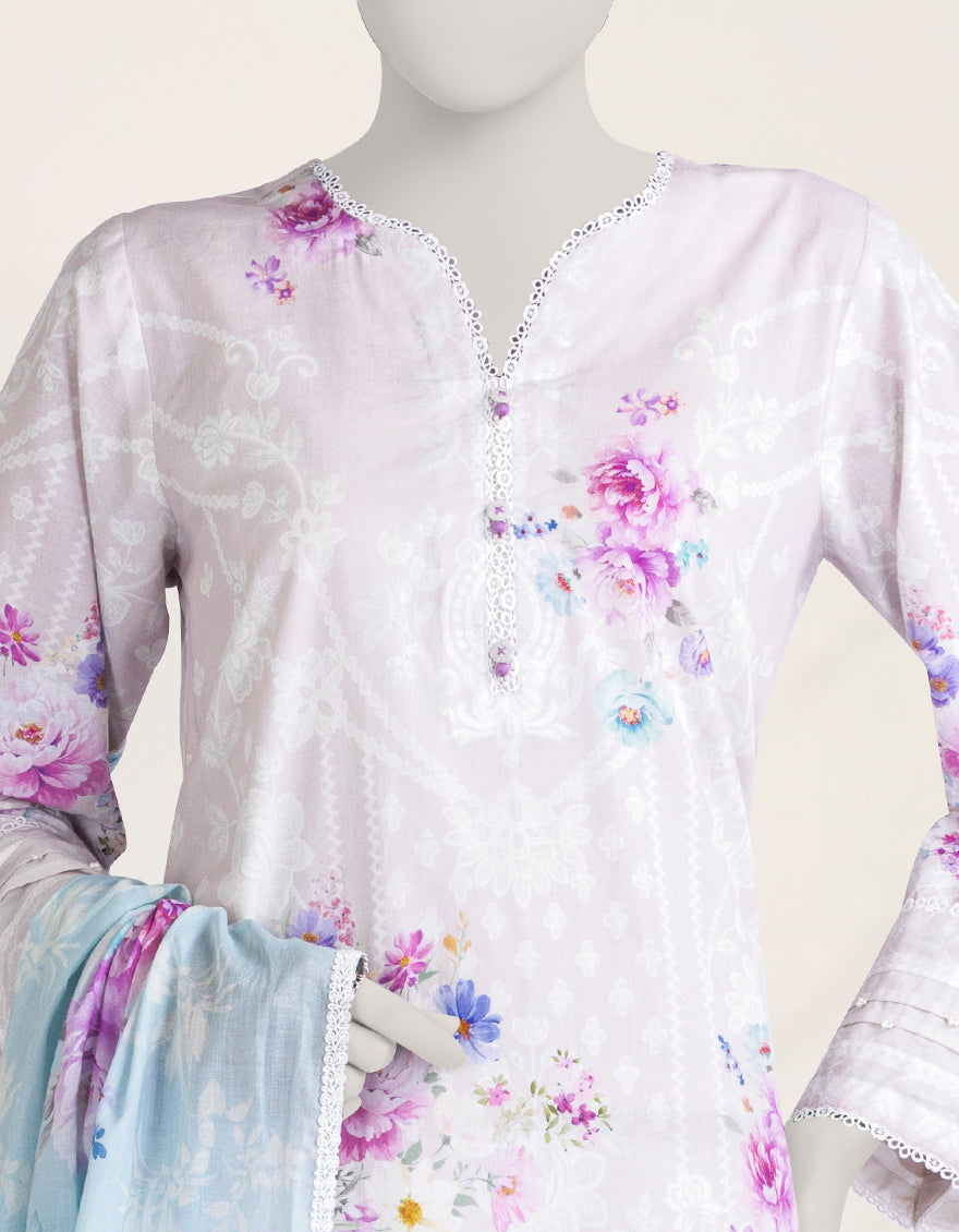 Cambric Pink Stitched Suit - J. Junaid Jamshed