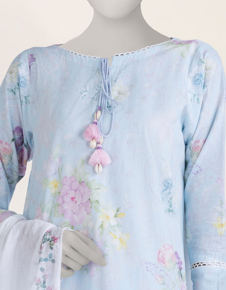Cambric Blue Stitched Suit - J. Junaid Jamshed