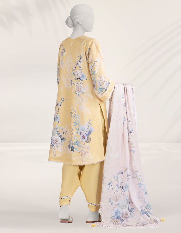 Cambric Yellow Stitched Suit - J. Junaid Jamshed