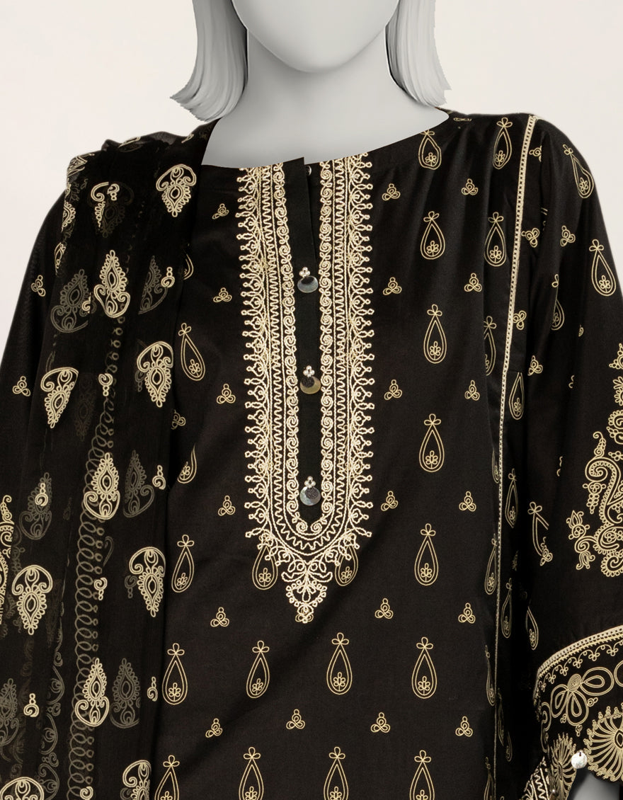 Liminal Black Stitched Suit - J. Junaid Jamshed